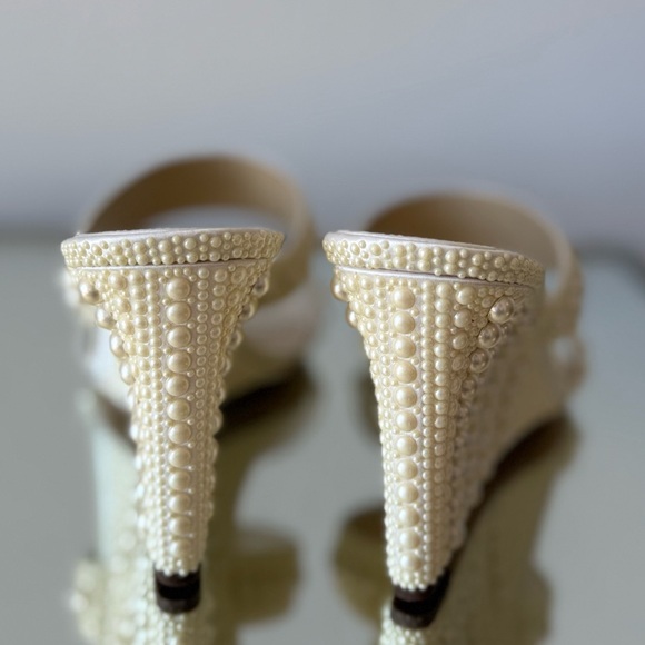 New JIMMY CHOO Bridal Sacoria 85 embellished wedge mules $1,950 40 - Picture 10 of 15